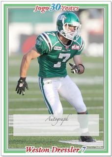 2010 Jogo CFL  pre-production sample signature card