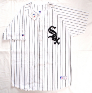 Chicago White Sox white pinstripe baseball t-shirt jersey