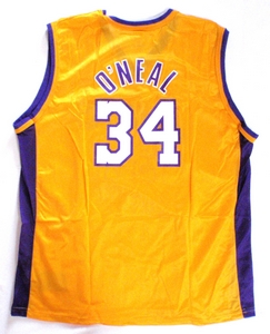 Shaq O`Neal Los Angeles Lakers gold replica basketball jersey back