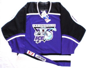 Indianapolis Ice purple authentic pro hockey jersey