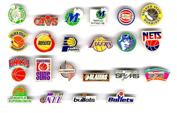 NBA Team Logo pins.