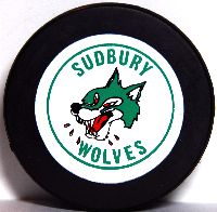 Sudbury Wolves puck front