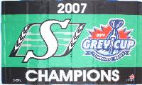 Saskatchewan Roughriders 2007 Grey Cup Champions 5x3 horizontal flag