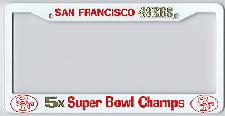 white San Francisco 49ers license plate frame