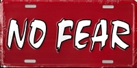 red No Fear license plate