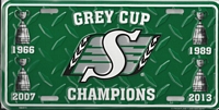Saskatchewan Roughriders 4 years Grey Cup Champions license plate