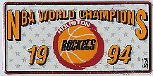 white Houston Rockets 94 NBA World Champions license plate
