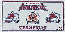 white Colorado Avalanche 96 Stanley Cup Champions license plate