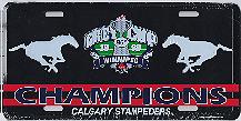 98 Grey Cup Champions Calgary Stampeders license plate