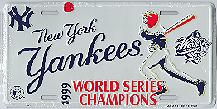 white New York Yankees 1999 World Series license plate