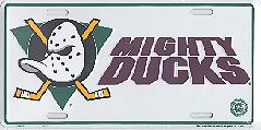 white old Anaheim Mighty Ducks license plate