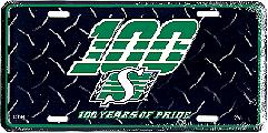 black Saskatchewan Roughriders 100 Years of Pride license plate