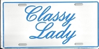 white Classy Lady license plate