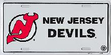 white New Jersey Devils black letters license plate