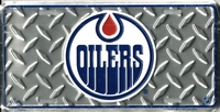 silver tred Edmonton Oilers orange drop license plate