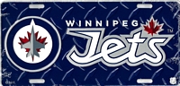navy tred Winnipeg Jets license plate