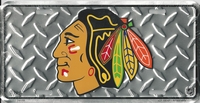 silver tred Chicago Blackhawks license plate