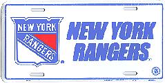 white New York Rangers license plate