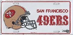 white old San Francisco 49ers license plate