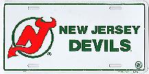 white New Jersey Devils green letters  license plate