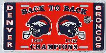 white Denver Broncos 97+98 Super Bowl Champions license plate