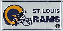 white old St Louis Rams license plate